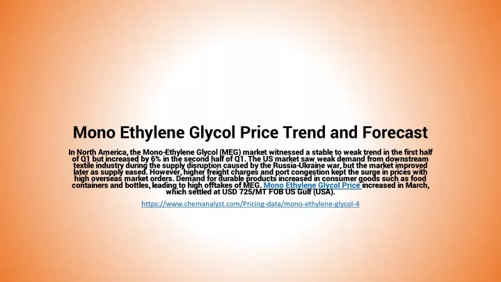 mono ethylene glycol price trend and forecast