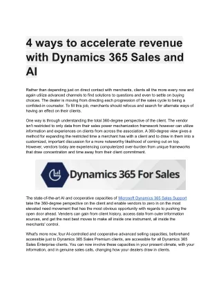 4 ways to accelerate revenue with Dynamics 365 Sales and AI