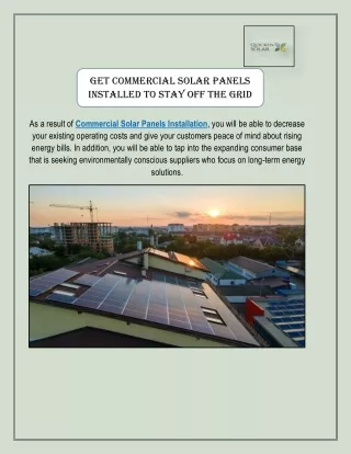 Commercial Solar Panels Installation  - Quicken Solar