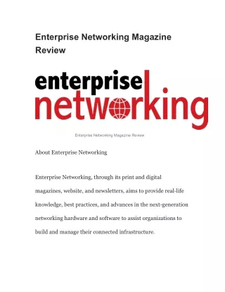 Enterprise Networking Magazine Review