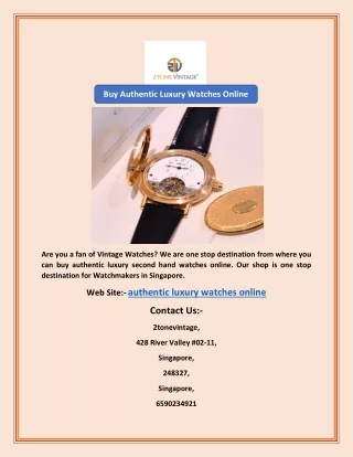 Buy Authentic Luxury Watches Online