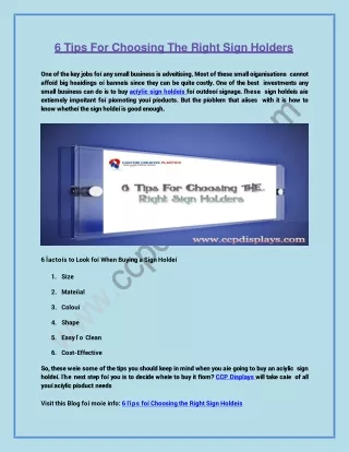 6 tips for choosing the right sign holders