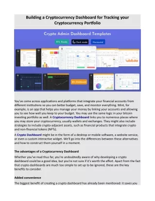 building a cryptocurrency dashboard for tracking