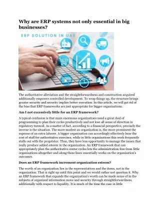 why are erp systems not only essential