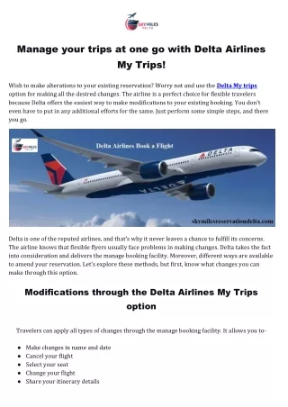 Manage your trips at one go with Delta Airlines My Trips