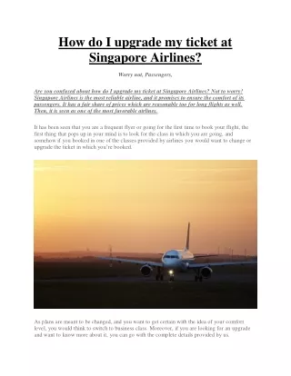 How do I upgrade my ticket at Singapore Airlines cheapestflightsfare.com