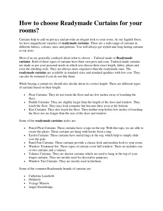 how to choose readymade curtains for your rooms