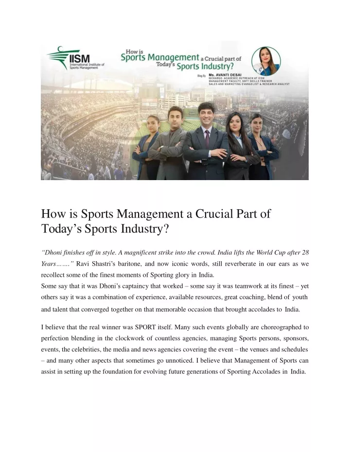 how is sports management a crucial part of today s sports industry