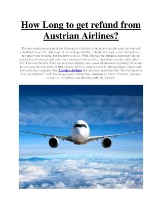 How Long to get refund from Austrian Airlines cheapestflightsfare.com