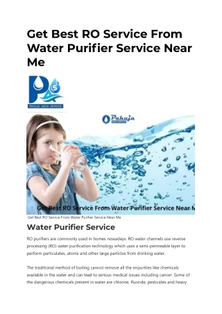 RO Service Near Me | Water Purifier Service Near Me
