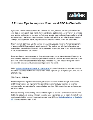 5 Proven Tips to Improve Your Local SEO in Charlotte - Animink