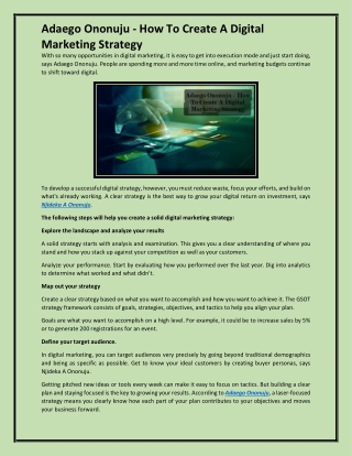 adaego ononuju how to create a digital marketing