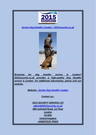 service dog handler london 2015security co uk