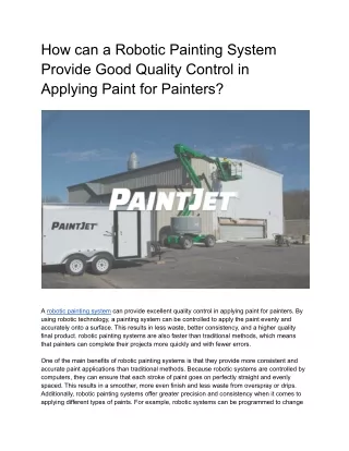 how can a robotic painting system provide good