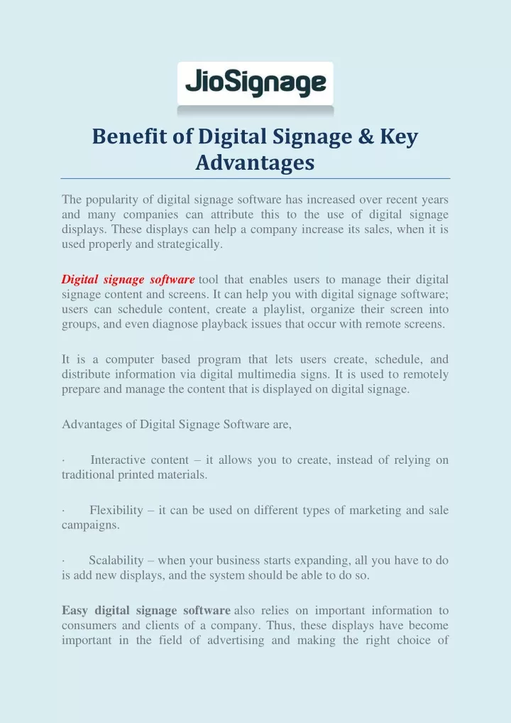 benefit of digital signage key advantages