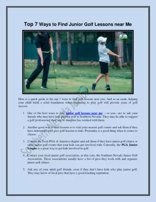 Top 7 Ways to Find Junior Golf Lessons near Me