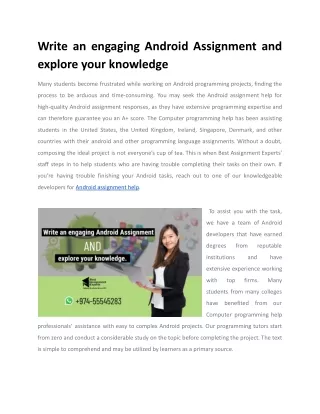 write an engaging android assignment and explore