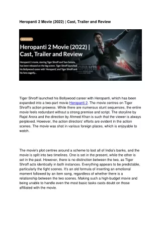 Heropanti 2 Movie Review