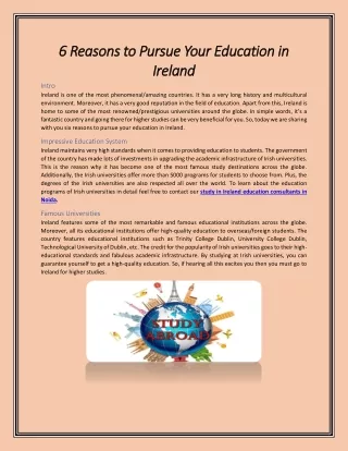 6 Reasons to Pursue Your Education in Ireland-AbGyan