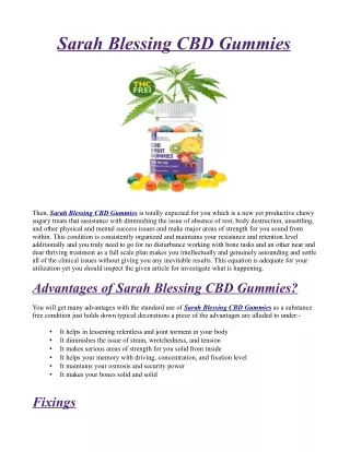 Sarah Blessing CBD Gummies Official] - 100% Legitimate