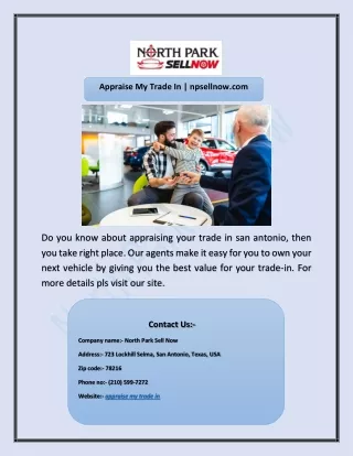 Appraise My Trade In | npsellnow.com
