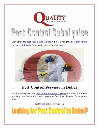 Pest Control Dubai price