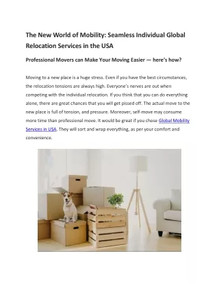 Individual Global Relocation Services in the USA