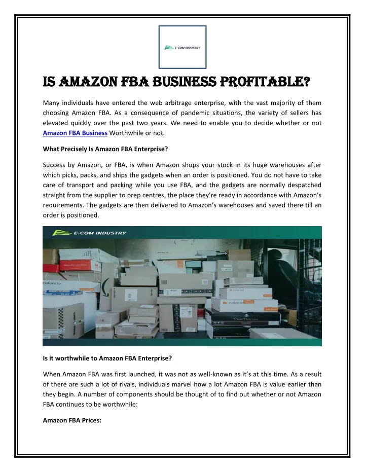 is amazon fba business profitable is amazon