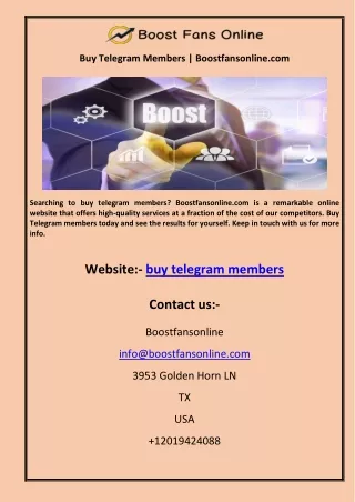 Buy Telegram Members | Boostfansonline.com