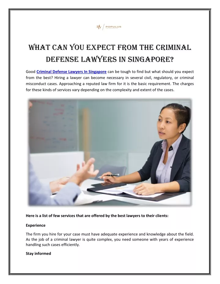 what can you expect from the criminal defense