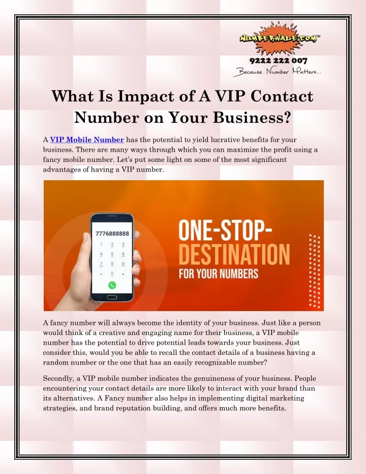 what is impact of a vip contact number on your