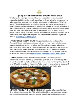 Tips by Basil Pizzeria Pizza Shop in HSR Layout