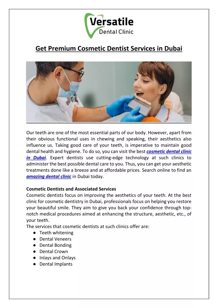 get premium cosmetic dentist services in dubai