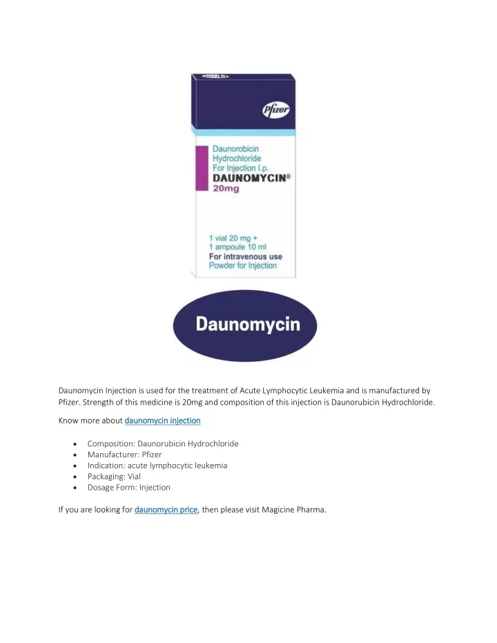 daunomycin injection is used for the treatment