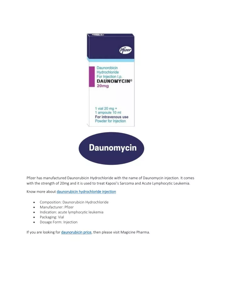 pfizer has manufactured daunorubicin