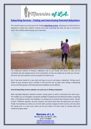 babysitting services finding and interviewing