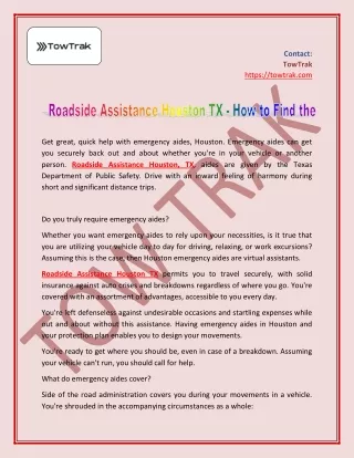 Roadside Assistance Houston TX - How to Find the Right Plan