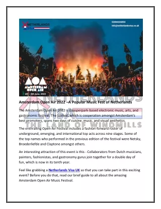 Amsterdam Open Air 2022 a popular music fest of Netherlands