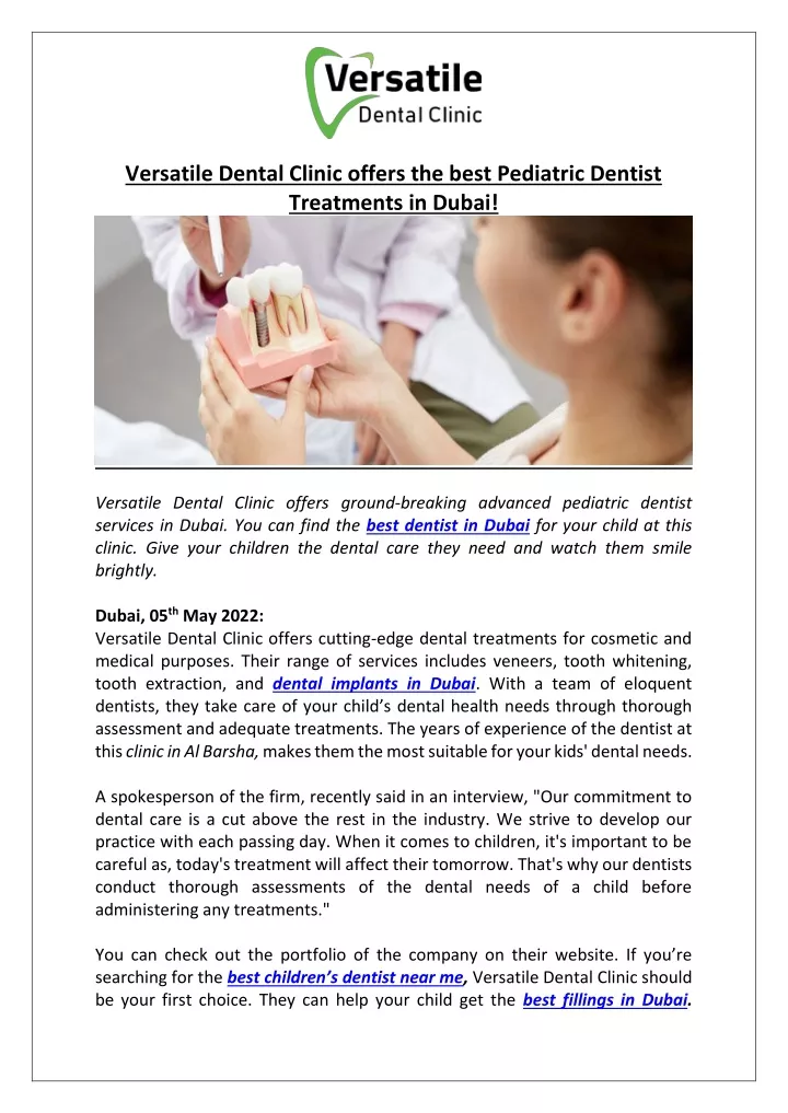 versatile dental clinic offers the best pediatric