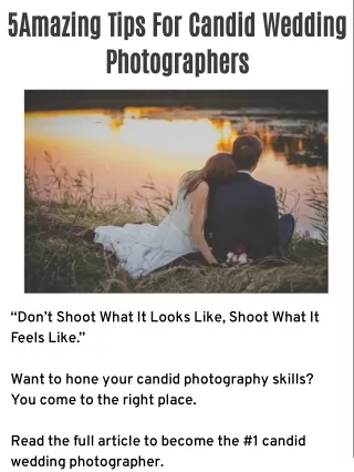 5 Amazing Tips For Candid Wedding Photographers