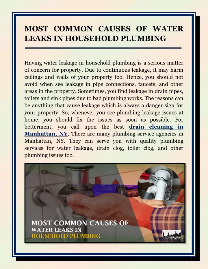 most common causes of water leaks in household