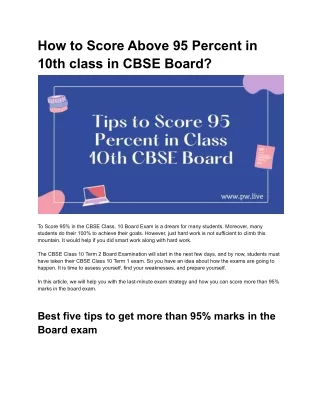 how to score above 95 percent in 10th class