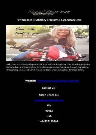 Performance Psychology Programs | Susandenee.com