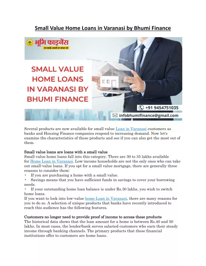 small value home loans in varanasi by bhumi