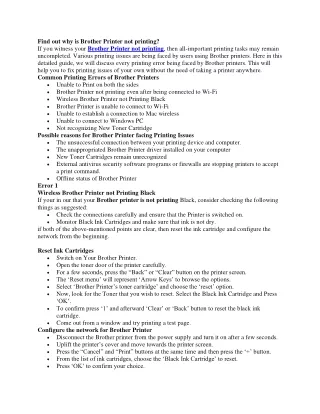 Find out why is Brother Printer not printing