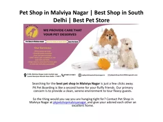 Pet Shop in Malviya Nagar | Best Shop in South Delhi | Best Pet Store