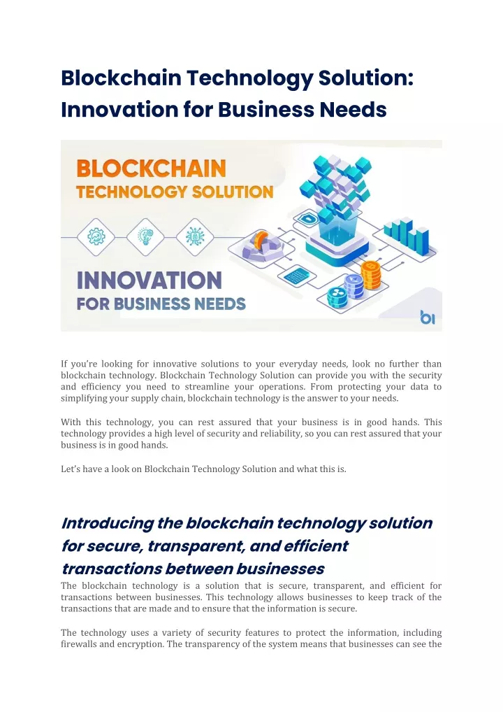 blockchain technology solution innovation