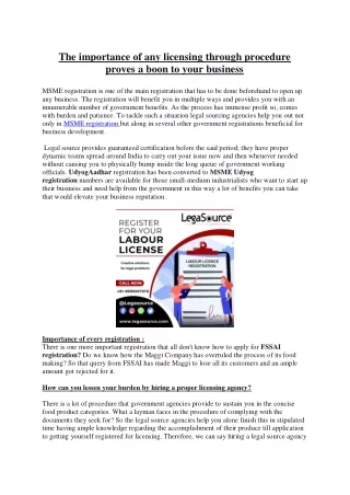 the importance of any licensing through procedure