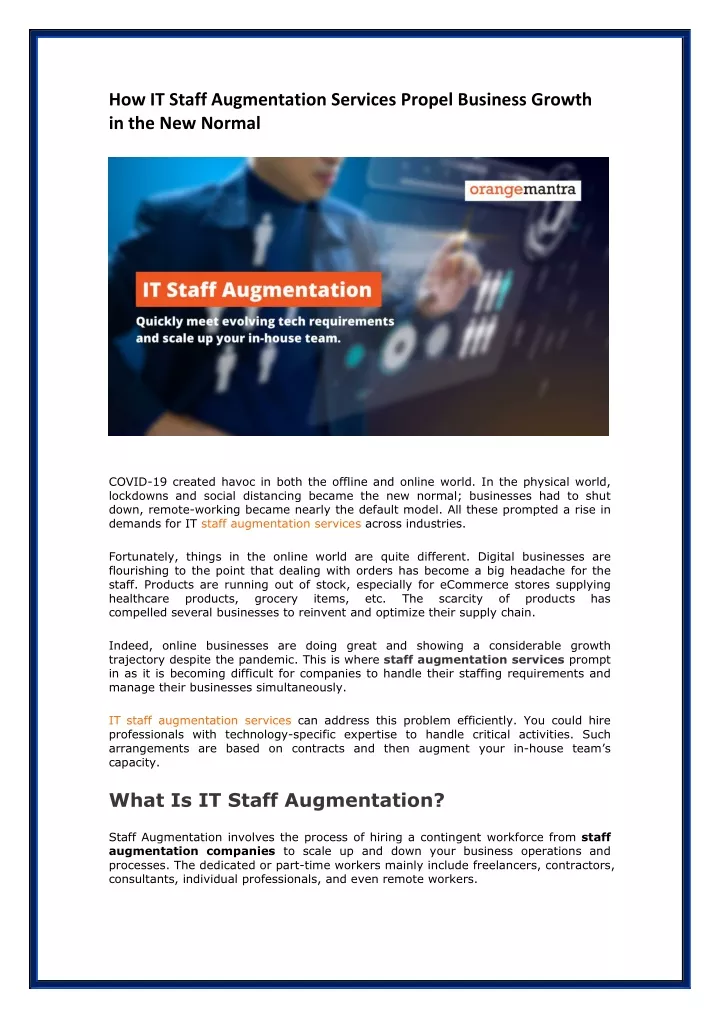 how it staff augmentation services propel