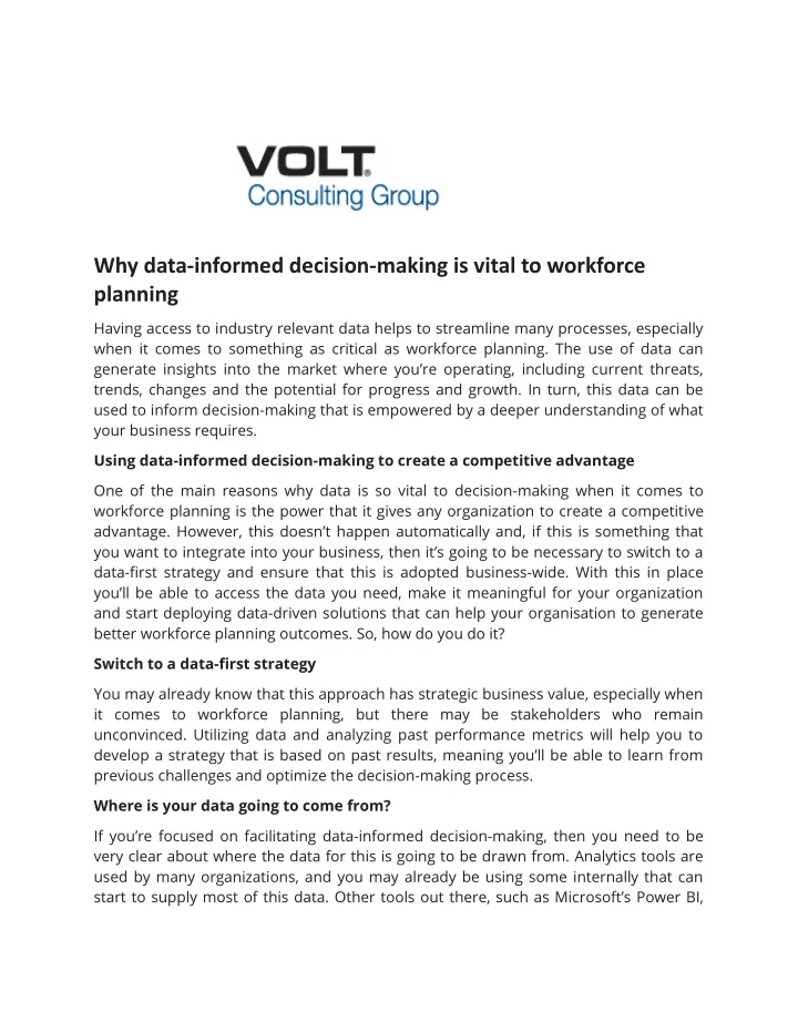 why data informed decision making is vital